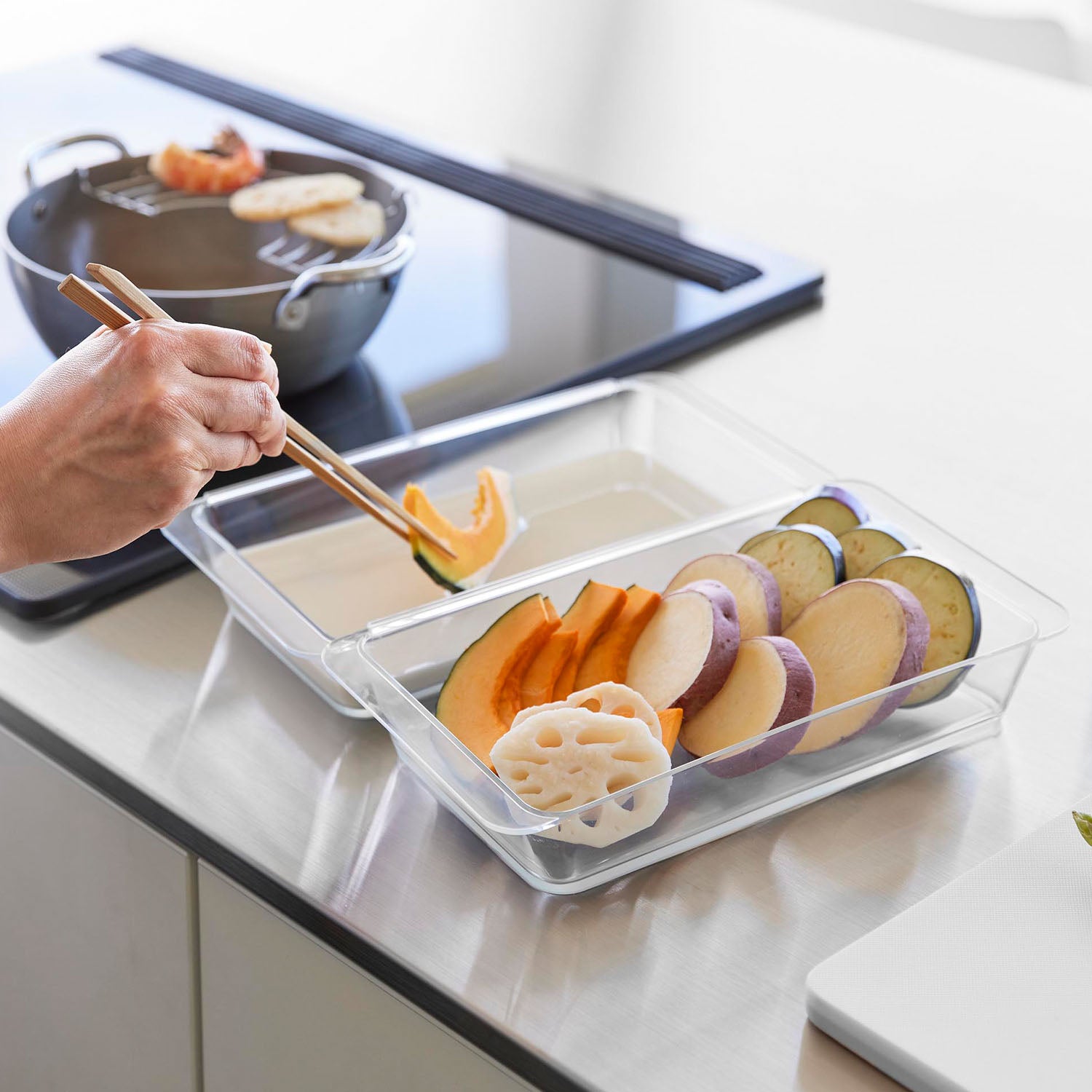 電子レンジ対応連結できる洗いやすい下ごしらえ調理トレー タワー 深型