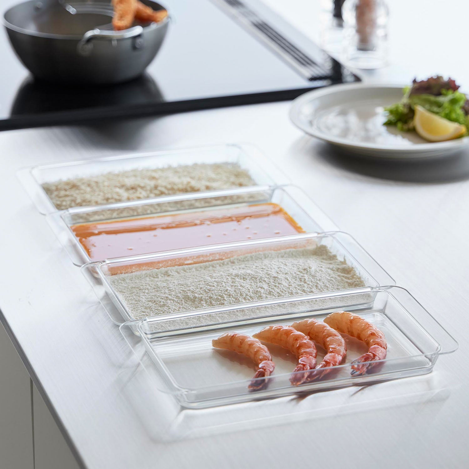 電子レンジ対応連結できる洗いやすい下ごしらえ調理トレー タワー 浅型