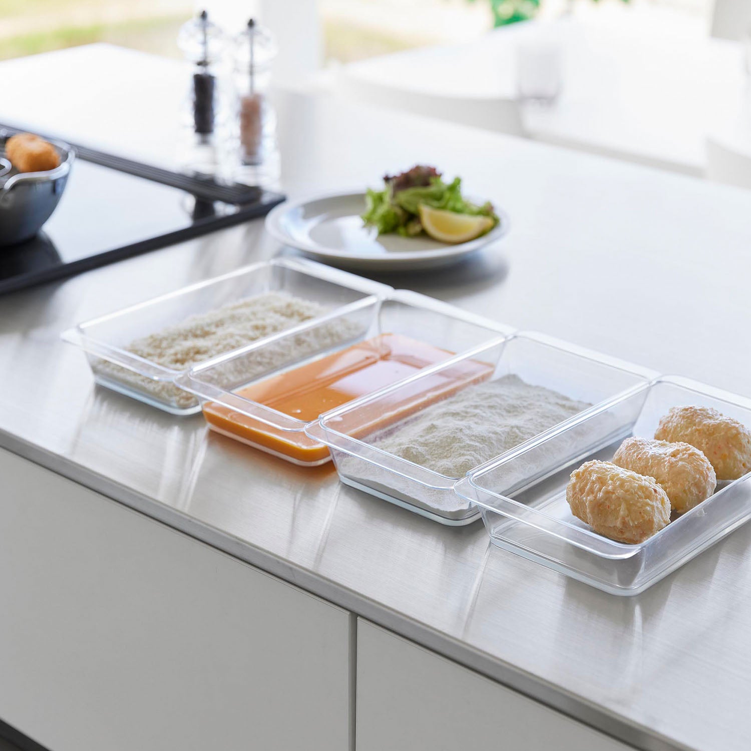 電子レンジ対応連結できる洗いやすい下ごしらえ調理トレー タワー 深型