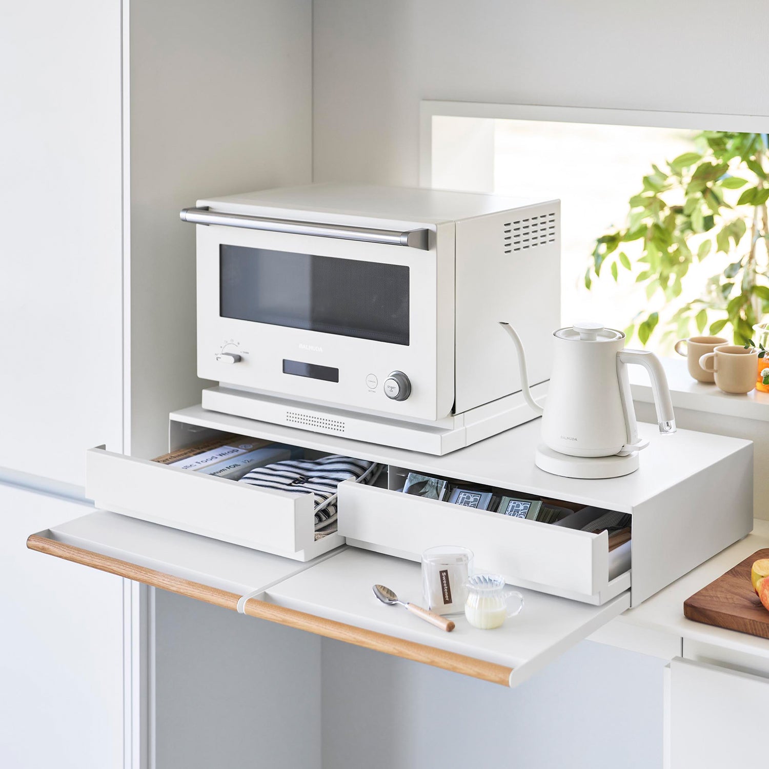 キッチン家電 White27 キッチン家電下引き出し&スライドテーブル トスカ W80 | 山崎実業【公式】