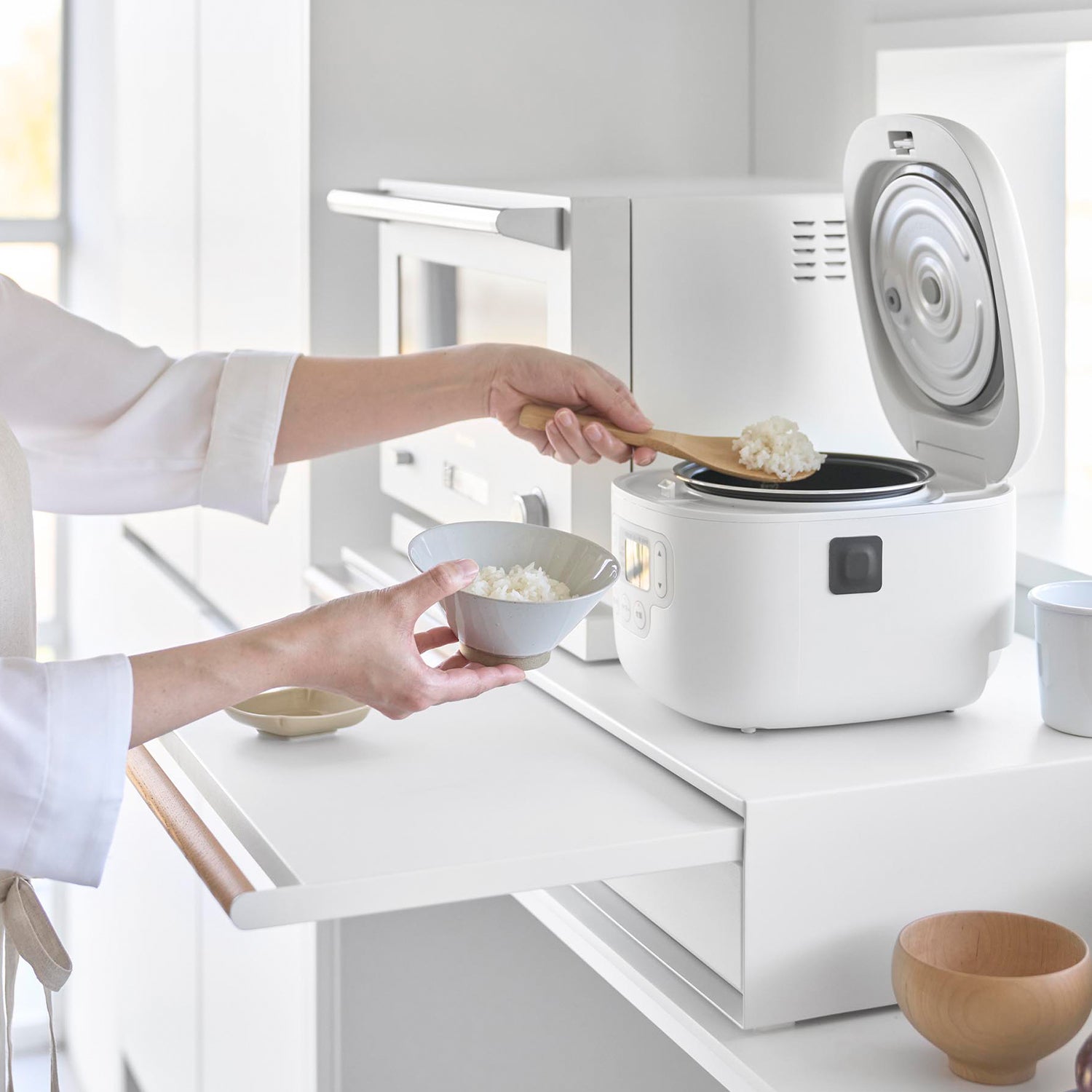 5杯の引き出し キッチン家電下引き出し&スライドテーブル トスカ W80 | 山崎実業【公式】