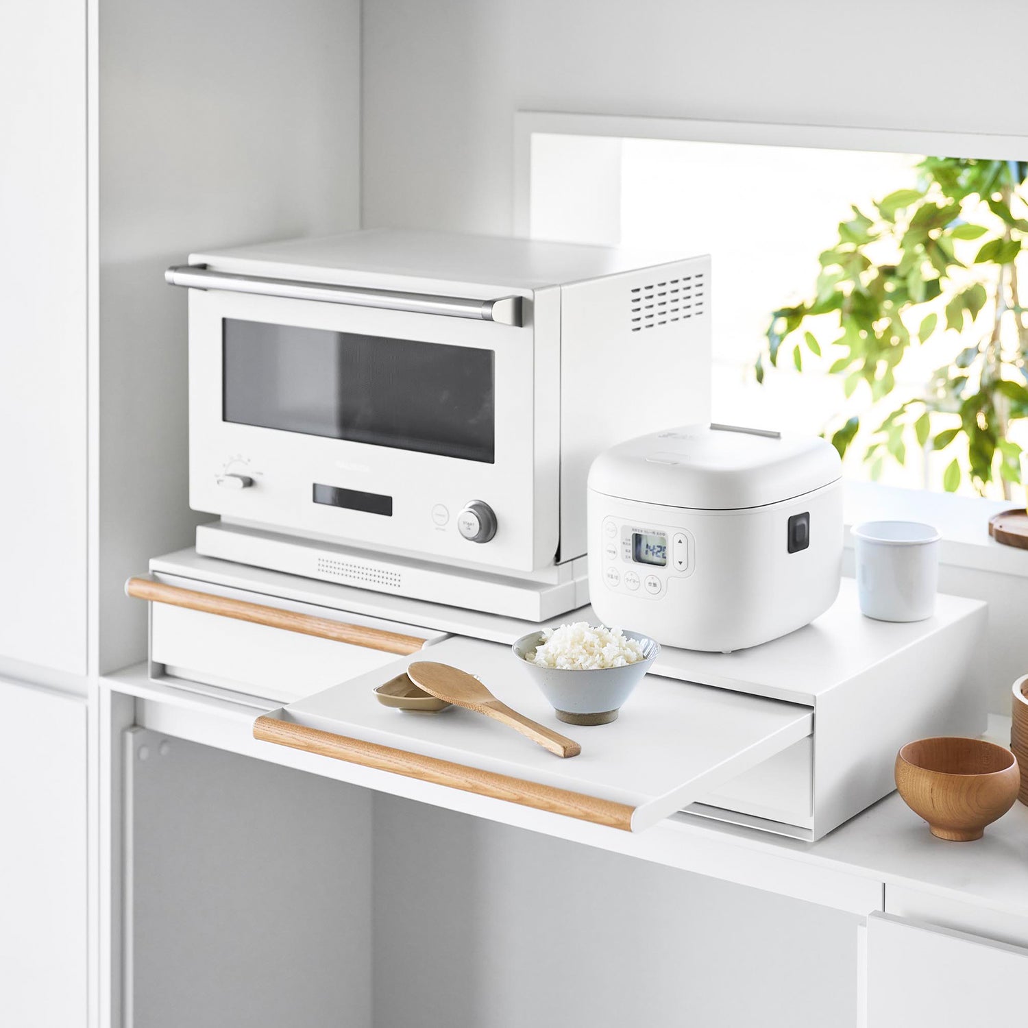 キッチン家電下引き出し&スライドテーブル トスカ W80 | 山崎実業【公式】