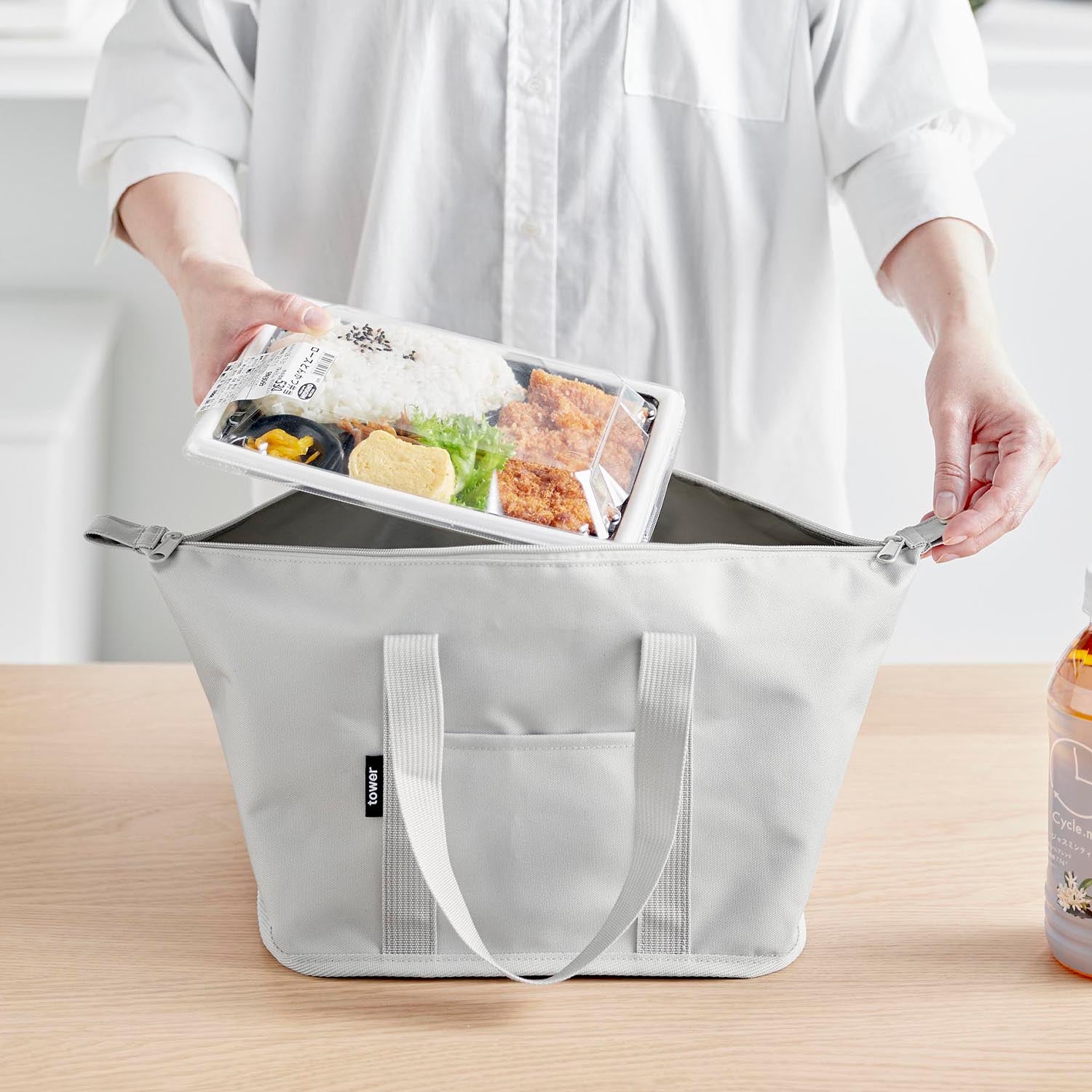 スーパー・コンビニ弁当がそのまま入る洗えるお弁当バッグ タワー