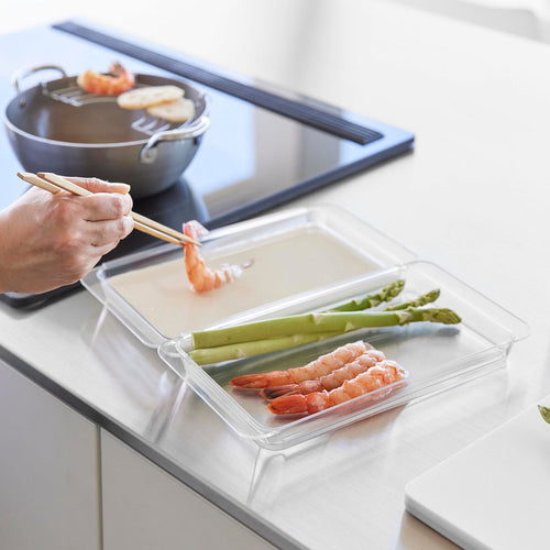 電子レンジ対応連結できる洗いやすい下ごしらえ調理トレー タワー 浅型 2個組